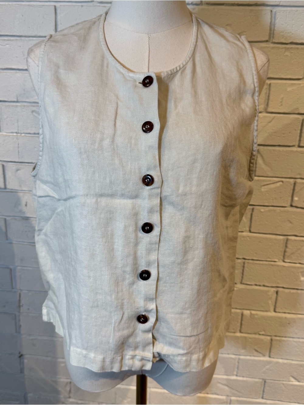 Vintage 90s Kiko 100% Linen Button Front Vest Top Women's M/L
